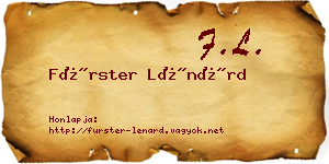 Fürster Lénárd névjegykártya